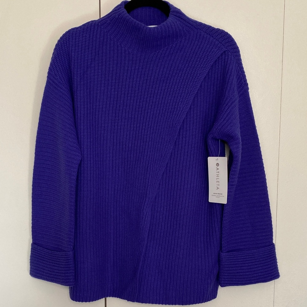 Athleta Azalea Royal Blue Turtleneck Winter Sweater Wool Cashmere Blend Women S